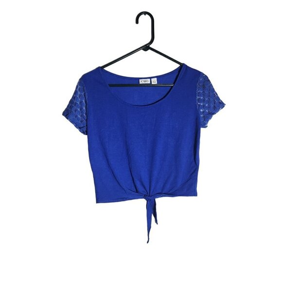 Cato Brand Front Tie Blouse Blue Size Small - Picture 1 of 4